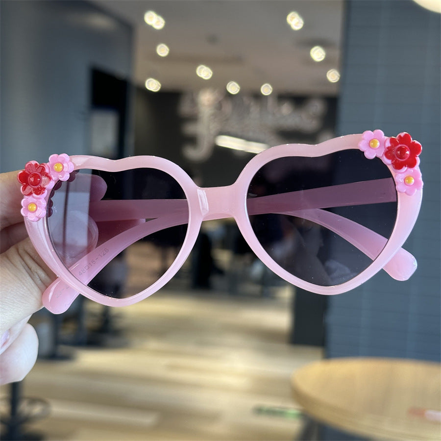 Little Princess Love Children's Sunglasses Baby Sunglasses Cute Cartoon Lace Glasses Anti-UV Girls Sunglasses