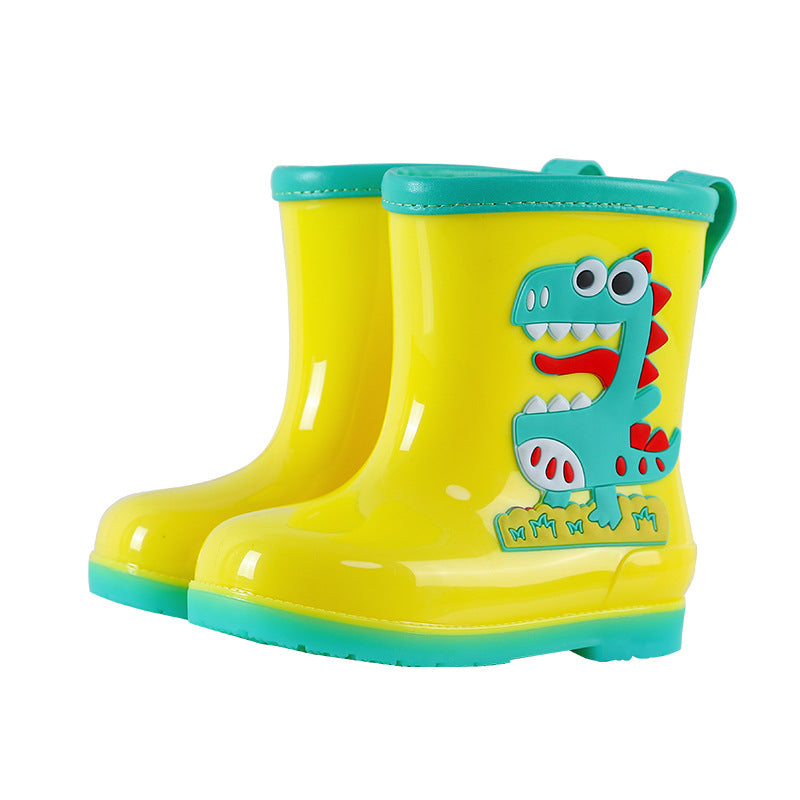 Children's rain boots, non-slip, waterproof, cartoon drawstring holster, warm, removable, men's and women's rain boots for small and medium-sized children