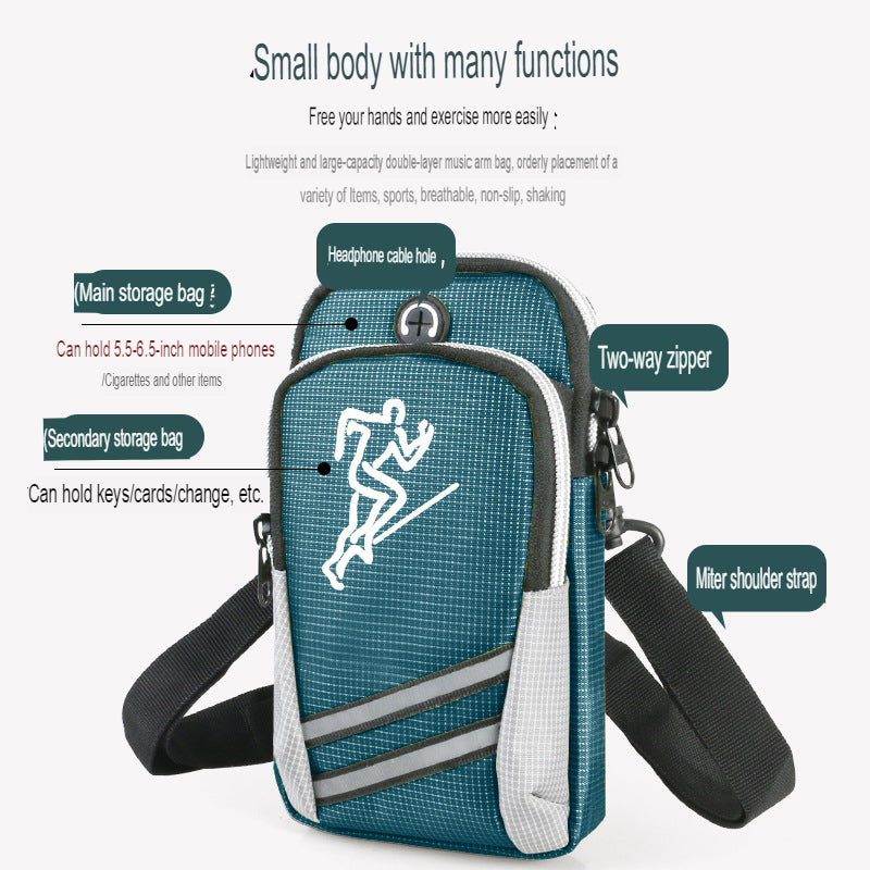 New multifunctional mobile phone waist bag for men and women outdoor wearing belt vertical single shoulder crossbody bag arm bag