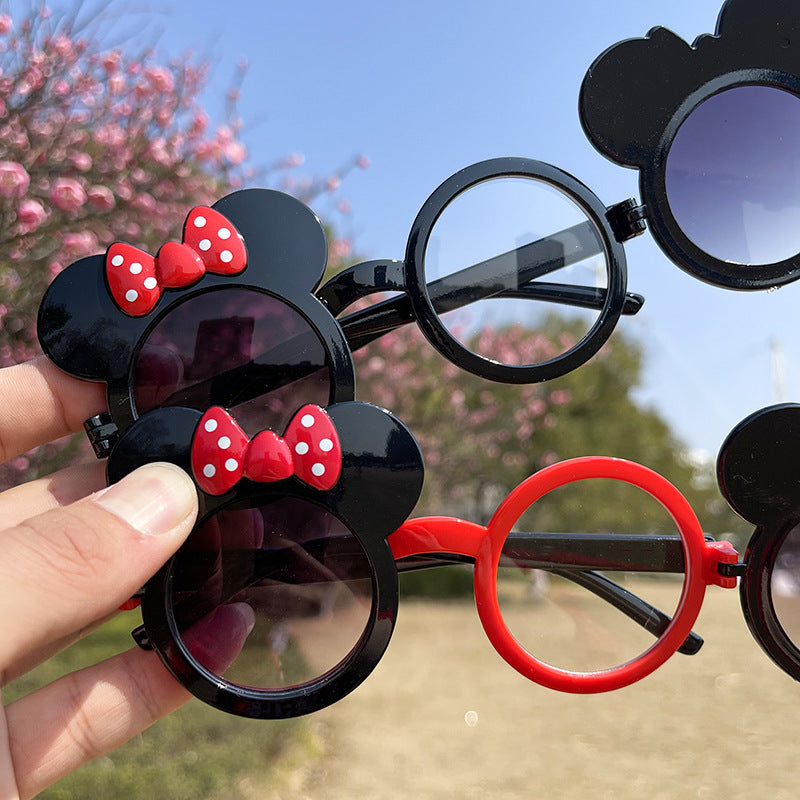 Cartoon Mickey Mouse Flip Children's Sunglasses Cute Baby Sunglasses Girls Cute Bow Glasses Photo Glasses Trendy