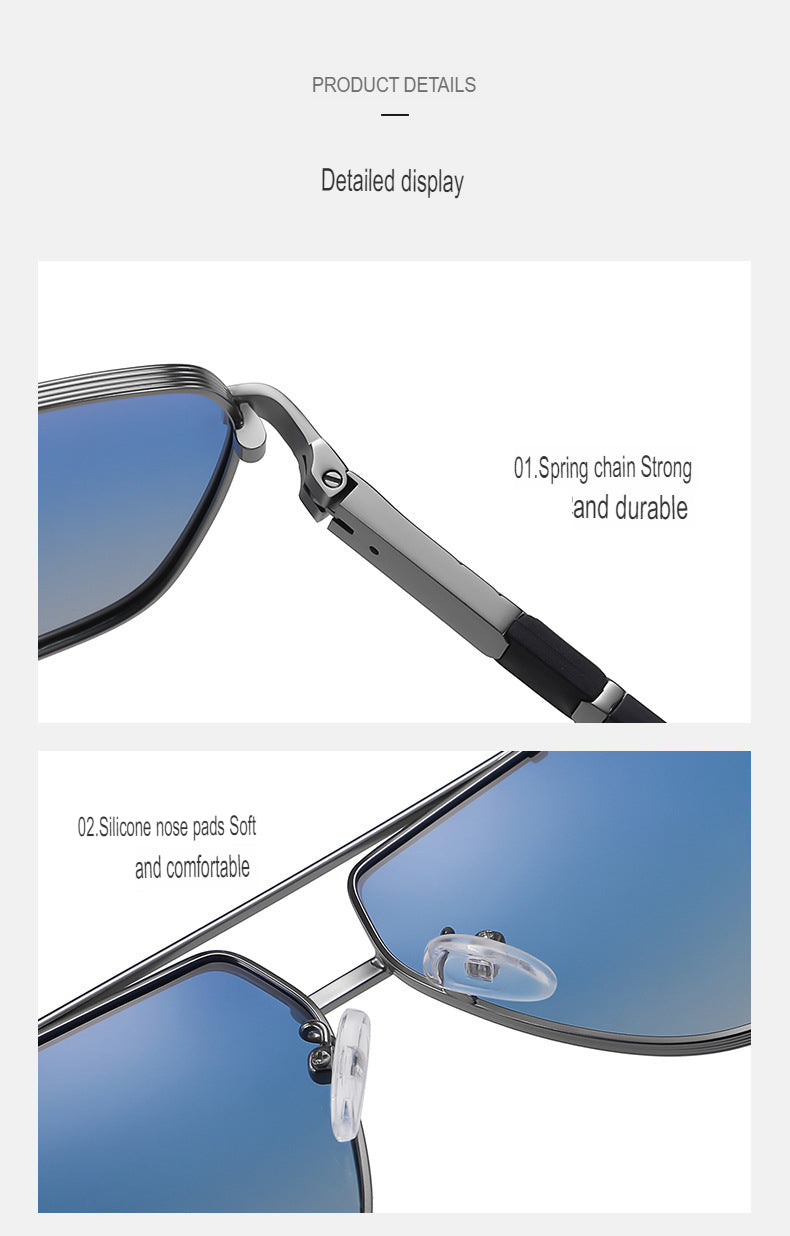 New polarized sunglasses travel driving sunshade sunglasses 6321 versatile two-color square frame men's sunglasses