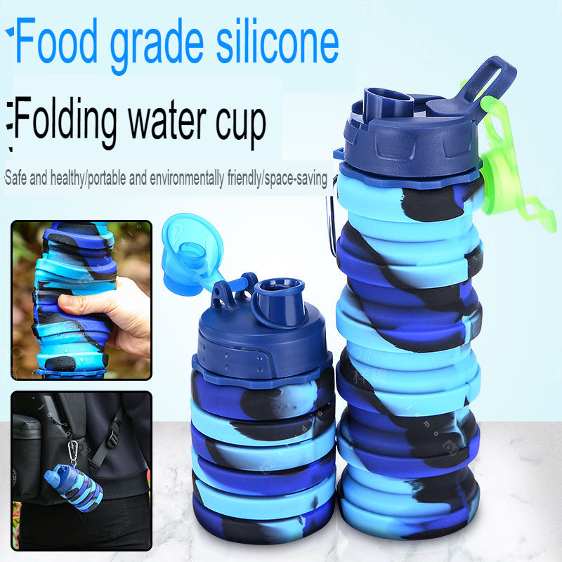 New silicone foldable sports water cup for men and women, retractable cup, creative outdoor travel bottle, portable cold water bottle