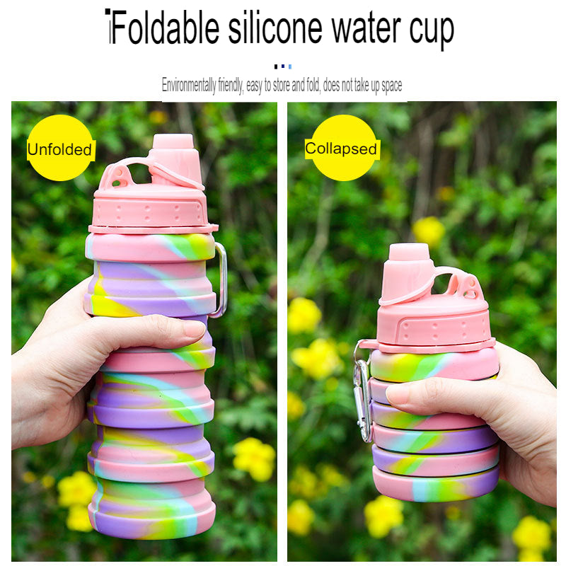 New silicone foldable sports water cup for men and women, retractable cup, creative outdoor travel bottle, portable cold water bottle