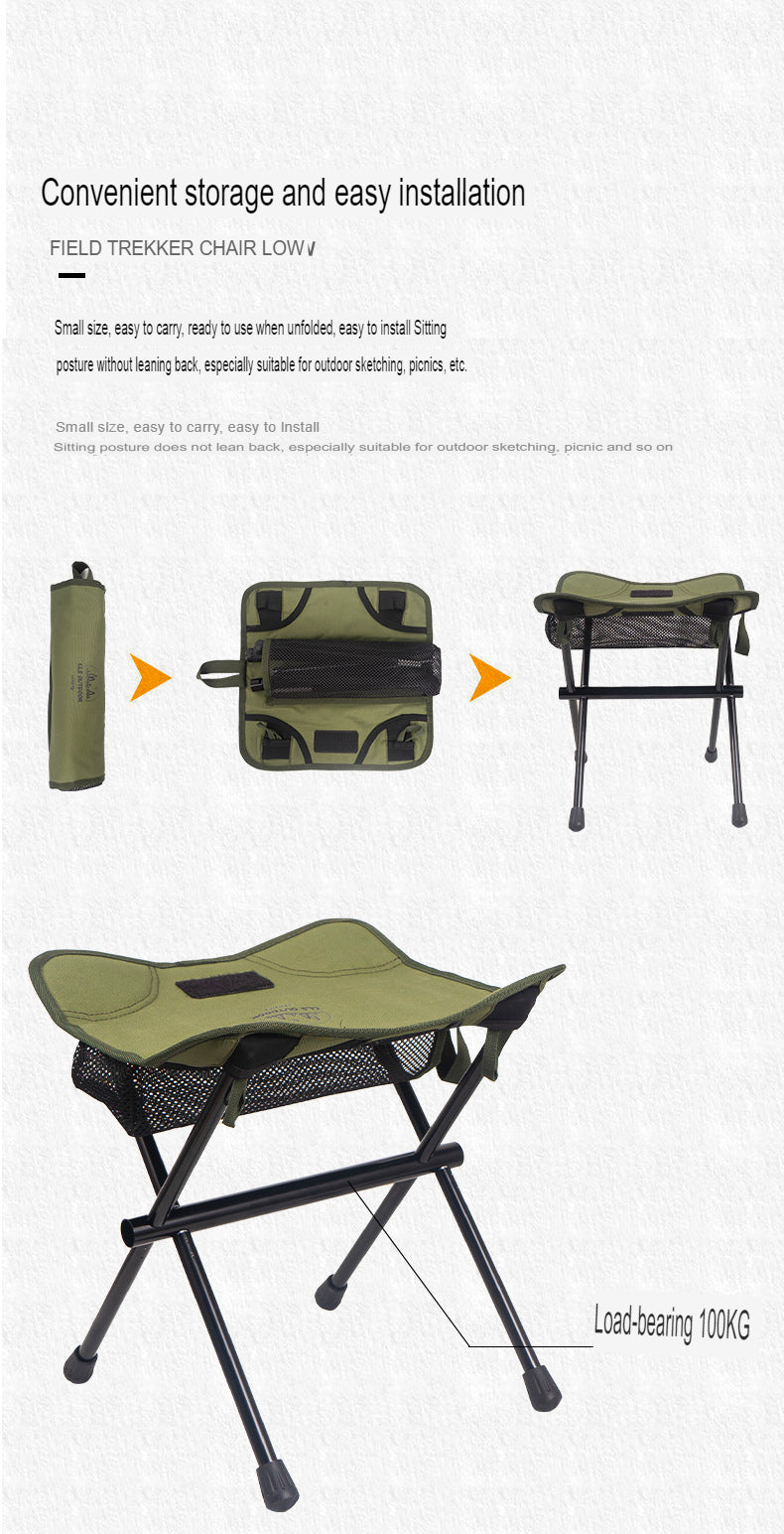 Outdoor Camping Folding Stool Aluminum Alloy Ultra-Light Portable Fishing Chair Queue Small Bench Small Horse Four-Legged Stool