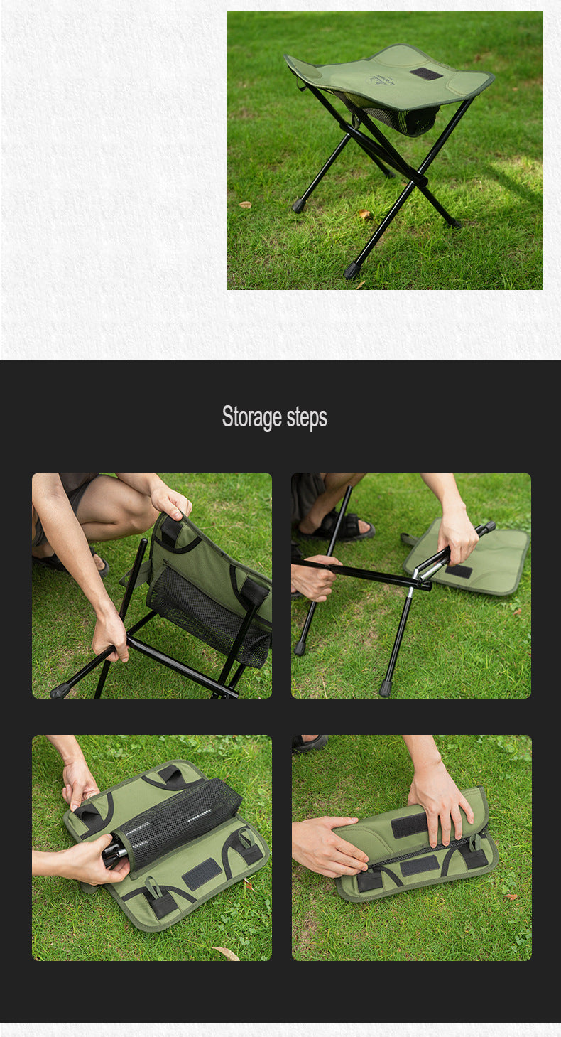 Outdoor Camping Folding Stool Aluminum Alloy Ultra-Light Portable Fishing Chair Queue Small Bench Small Horse Four-Legged Stool