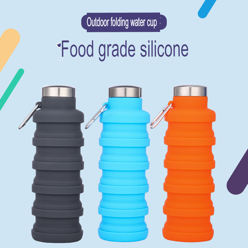 Portable Food Grade Silicone Folding Cup 500ml Creative Sports Water Bottle Outdoor Telescopic Decompression Water Cup