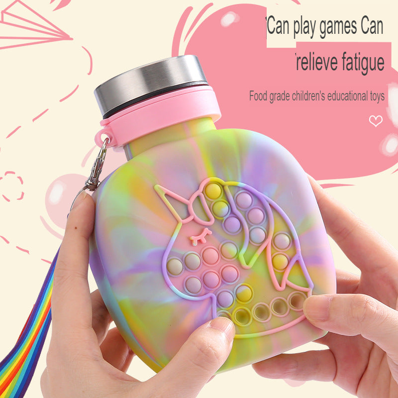 Camouflage Silicone Children's Water Bottle, Rodent-Killing Pioneer Water Cup, Outdoor Travel Portable Toy, Sports Water Bottle