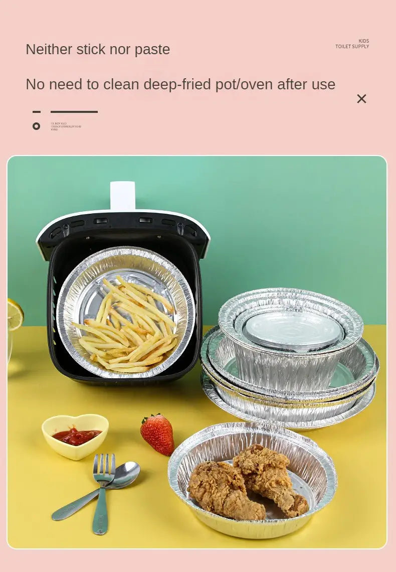 Air Fryer Special Tin Foil Tray Household Round Tin Foil Box Baking Tray Aluminum Foil Box Tin Foil Bowl