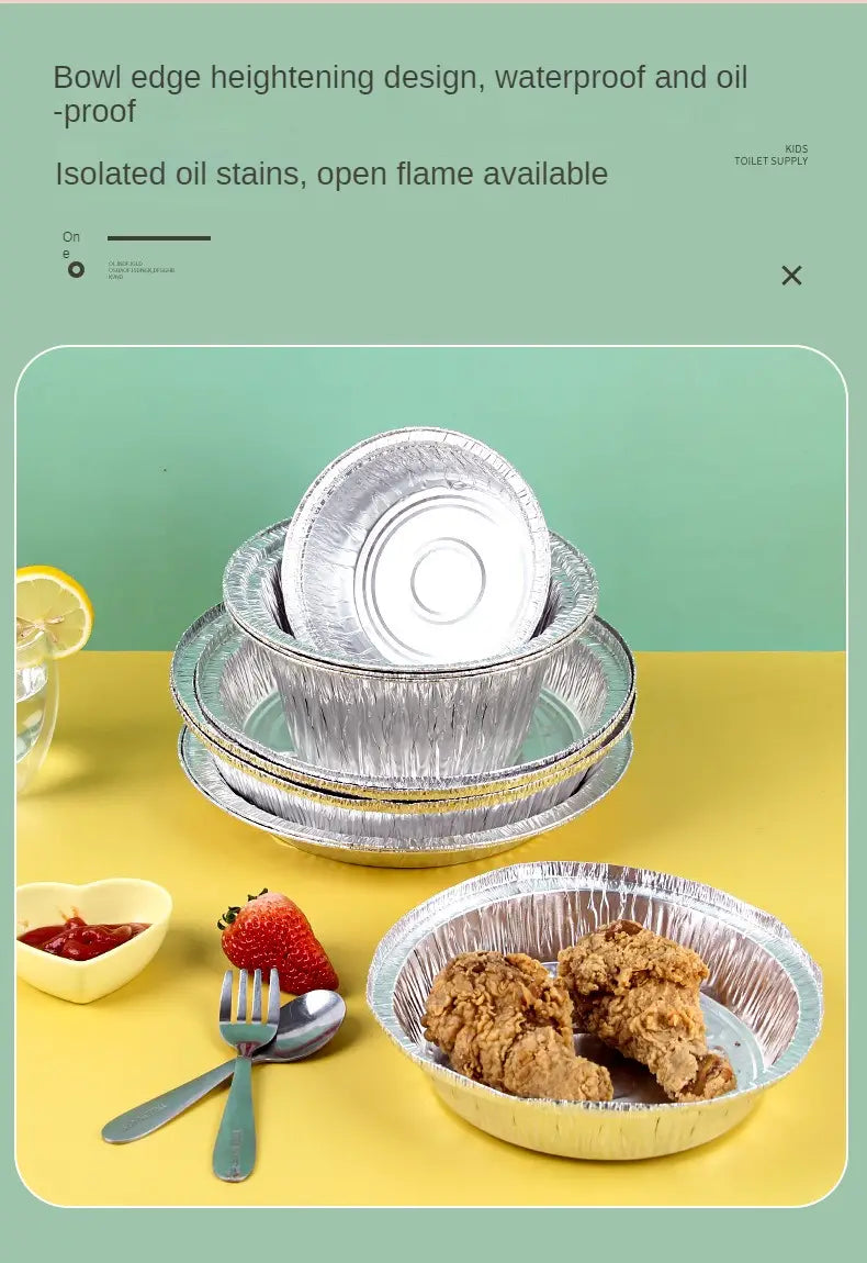 Air Fryer Special Tin Foil Tray Household Round Tin Foil Box Baking Tray Aluminum Foil Box Tin Foil Bowl