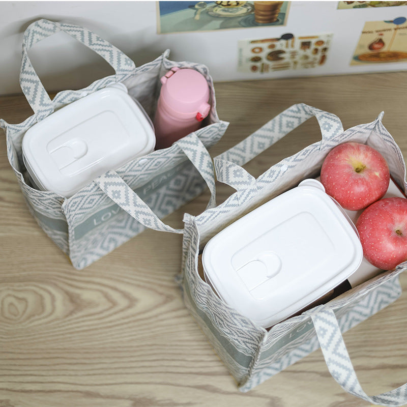 Portable Lunch Bag Cotton And Linen Fashion Insulation Bag Portable Simple Work Lunch Box Bag For Primary School Students
