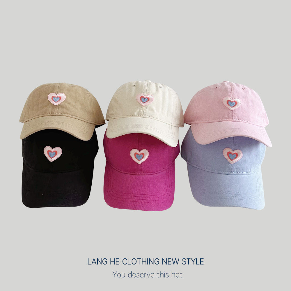 Patch love baseball cap for women with small head circumference, small face, versatile washed peaked hat, summer sun hat, trendy