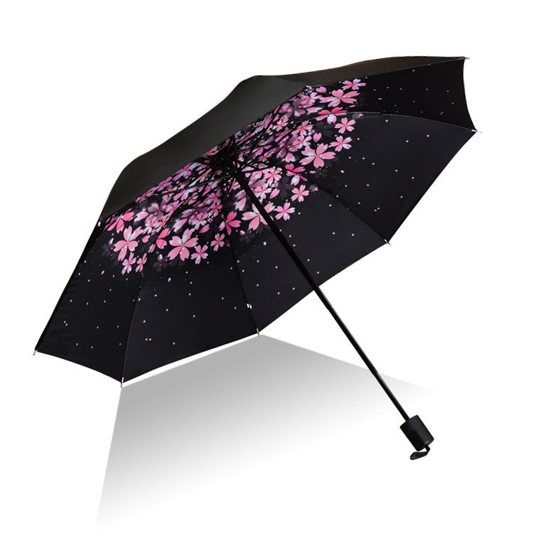 Sakura New Sun Umbrella Vinyl Sun Umbrella Anti-UV Sun Umbrella Women's Sun Umbrella Tri-fold Umbrella Printed LOGO