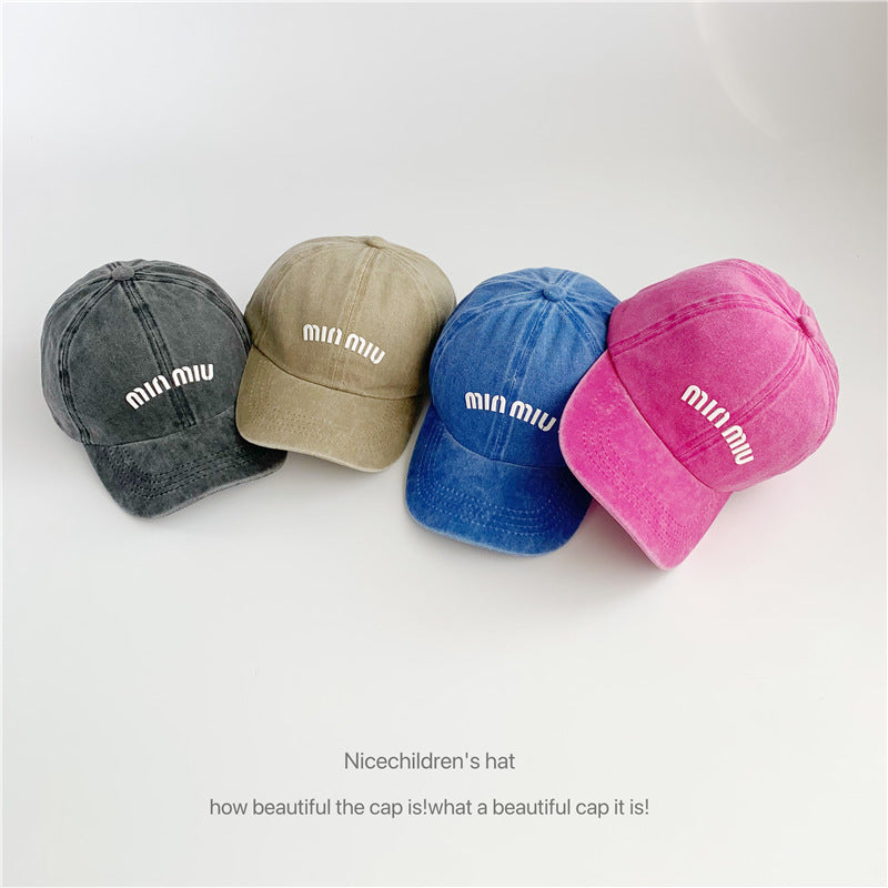 Letter laminated baseball cap women's ins washed cotton retro soft top casual versatile men's duck cap