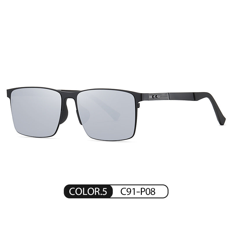 New polarized sunglasses men's square frame sunglasses driving anti-UV HD PC polarized sunglasses