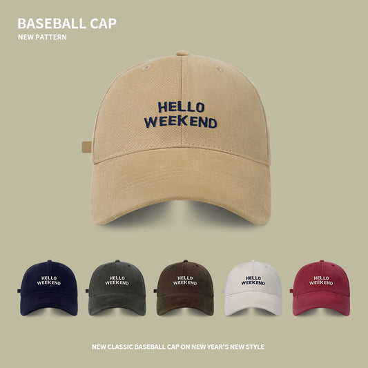 Peaked cap for women, all-match, small face, big head circumference, high-quality brushed baseball cap, wide brim, versatile for couples