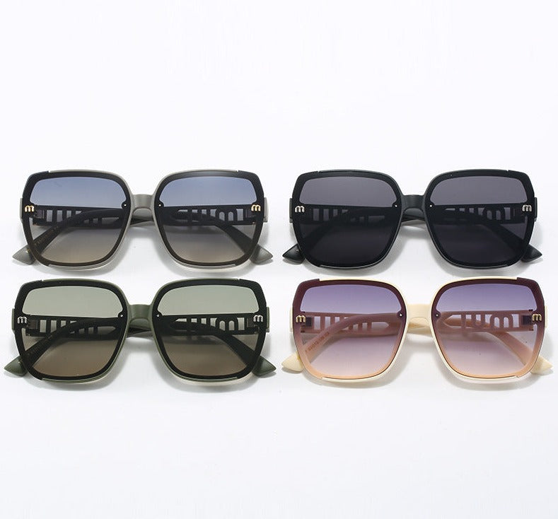 2024 Fashion Trend Letter M Design Sunglasses Large Frame Ins Personalized Street Photography Sunglasses Anti-UV