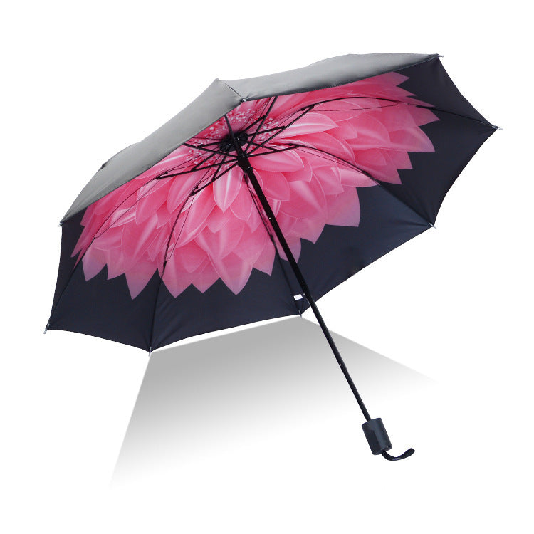 Sakura New Sun Umbrella Vinyl Sun Umbrella Anti-UV Sun Umbrella Women's Sun Umbrella Tri-fold Umbrella Printed LOGO