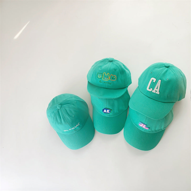 Children's baseball cap cotton soft top letter baby cap summer boys and girls sun protection hat