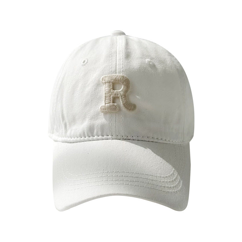 R letter children's baseball cap washed soft top casual all-match boy middle child baby cap summer