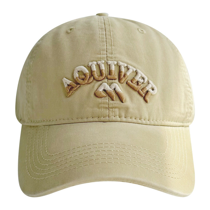 Two-color embroidered three-dimensional letter baseball cap for women, trendy versatile men's washed soft-top duck cap