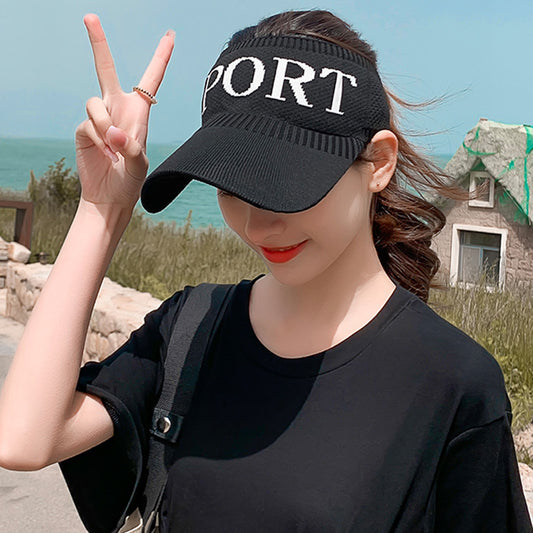 Hat women's spring and summer new simple versatile letter empty top hat outdoor sports and leisure sunvisor peaked hat