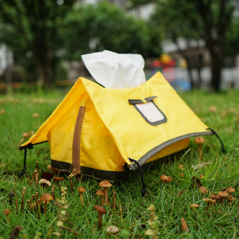 Outdoor Camping Tissue Box Barbecue Creative Tent-Shaped Tissue Storage Box Foldable Portable Car Paper Drawer