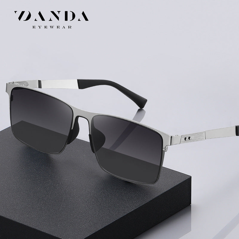 New polarized sunglasses men's square frame sunglasses driving anti-UV HD PC polarized sunglasses