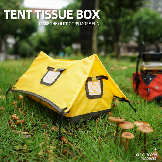 Outdoor Camping Tissue Box Barbecue Creative Tent-Shaped Tissue Storage Box Foldable Portable Car Paper Drawer