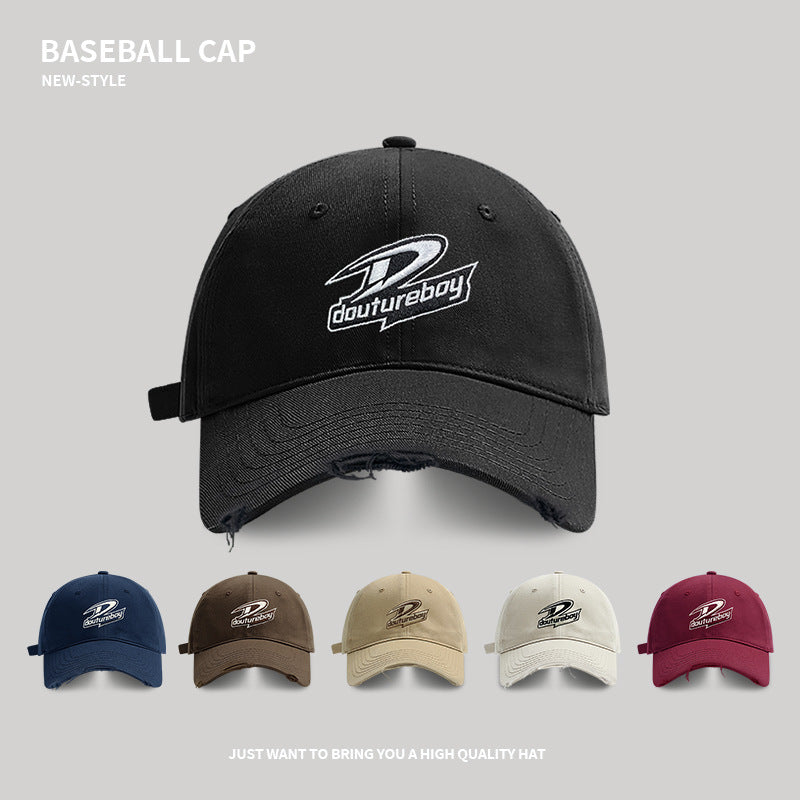 High-quality letter baseball cap for women in spring and summer, of trendy brand wide brim, versatile, big head and face, small peaked cap