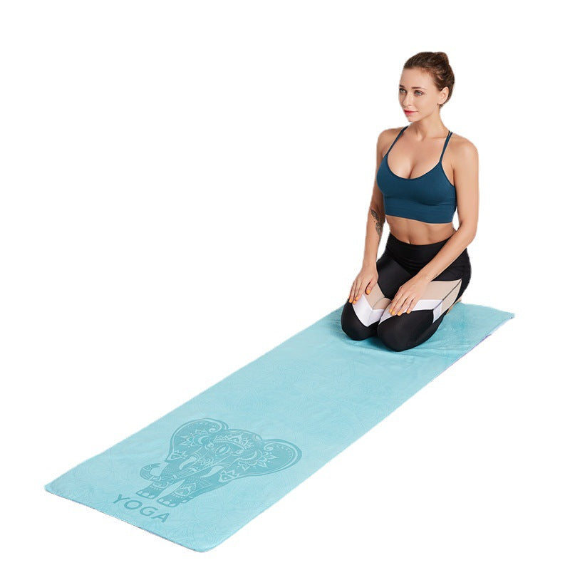 Yoga mat towel double-sided velvet yoga fitness isolation mat non-slip printed folding portable sports mat towel