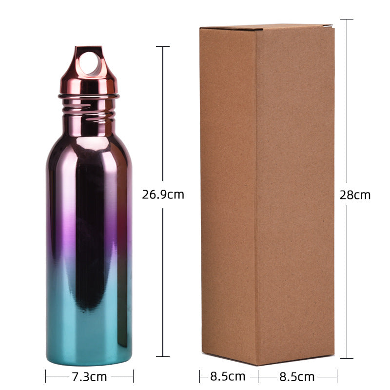 2024 New Stainless Steel Sports Water Bottle Electroplating Colorful Gradient Outdoor Water Cup Portable Large Capacity Cup