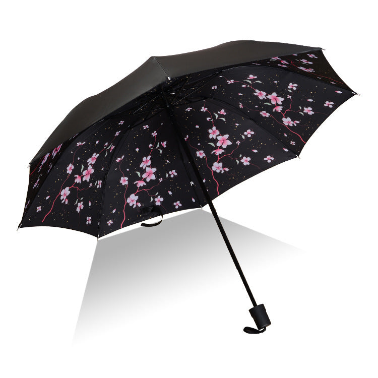 Sakura New Sun Umbrella Vinyl Sun Umbrella Anti-UV Sun Umbrella Women's Sun Umbrella Tri-fold Umbrella Printed LOGO