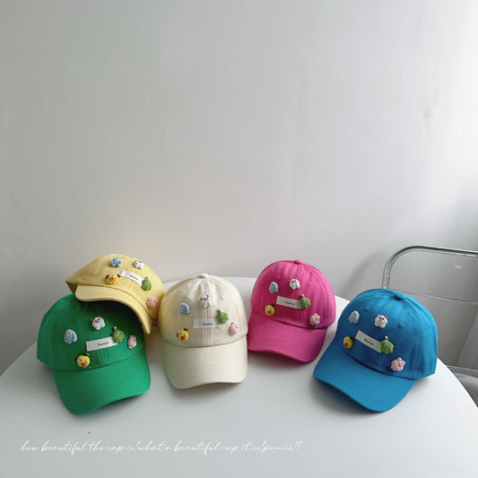 Incomparably cute~ Funny expression children's baseball cap for boys and girls cartoon versatile spring hat sun protection hat