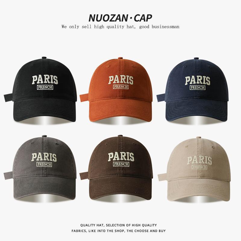 Baseball Cap Women's Face-Showing Small Embroidered Letters Baseball Cap Big Head Soft Top Street Fashion Women's Hat