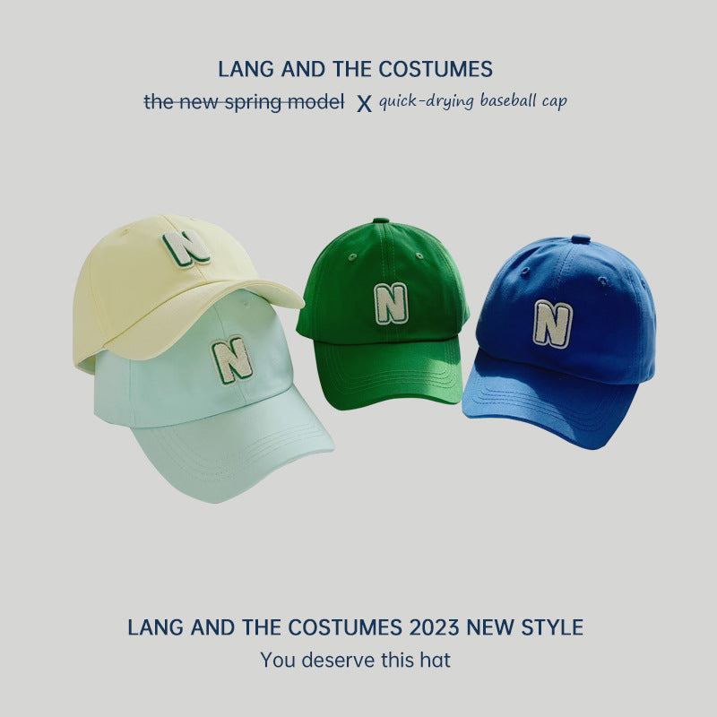 N letter baseball cap women's fashion small head circumference ins soft top all-match peaked cap outdoor summer sun hat