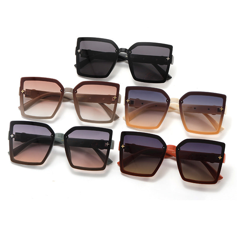 Sunglasses Square Frame Women's Fashion High-end Sunglasses 2023 New Summer Large Frame Trendy Glasses Anti-UV