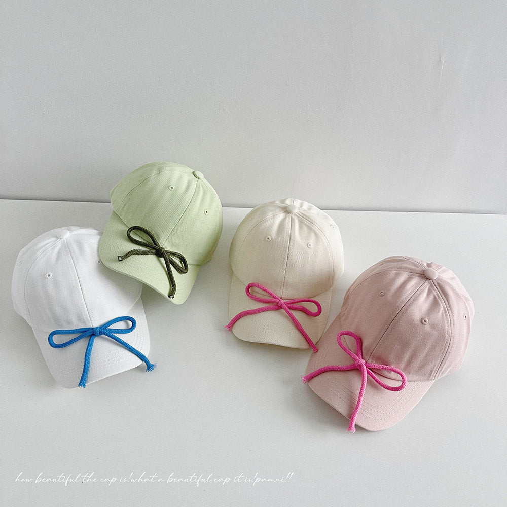 Candy color~Spring and summer trendy children's bow baseball caps for boys and girls, sunshade caps style sun protection hats