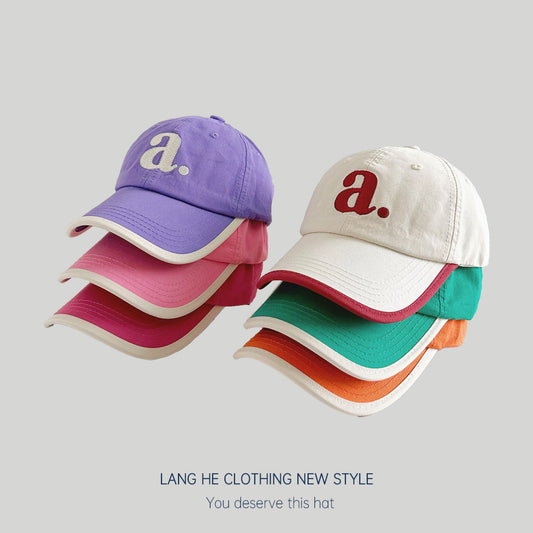 Letter embroidery children's baseball cap 2024 spring new soft top boys and girls peaked cap summer style hat