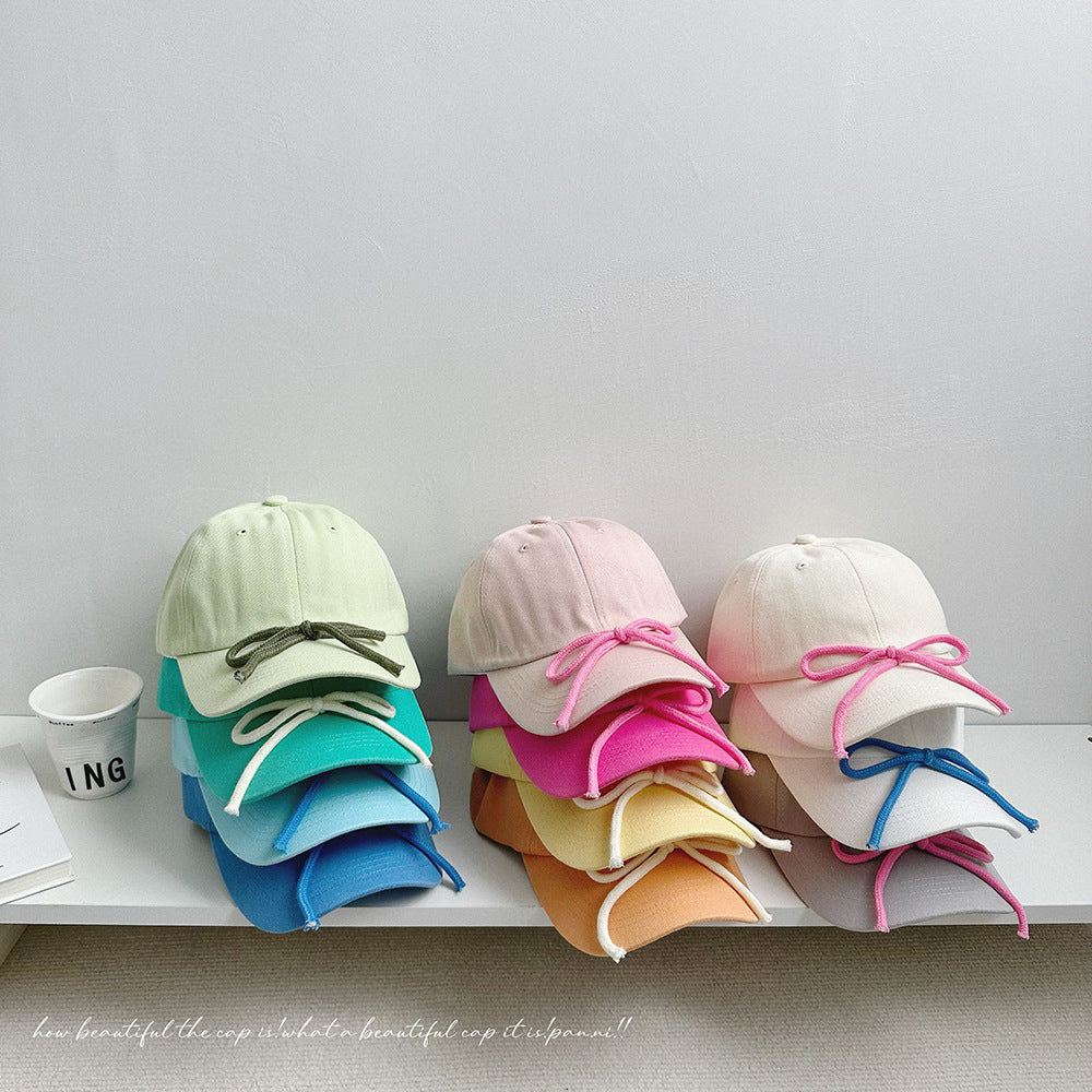 Candy color~Spring and summer trendy children's bow baseball caps for boys and girls, sunshade caps style sun protection hats