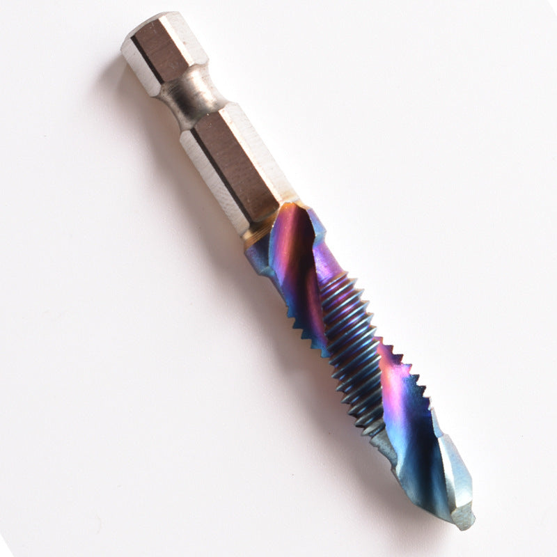 Blue machine spiral tap high speed steel drilling and tapping integrated tap drilling tool hexagonal handle twist drill bit