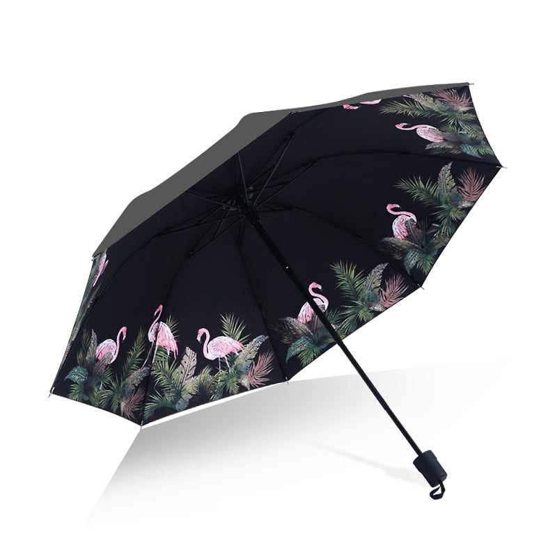 Sakura New Sun Umbrella Vinyl Sun Umbrella Anti-UV Sun Umbrella Women's Sun Umbrella Tri-fold Umbrella Printed LOGO