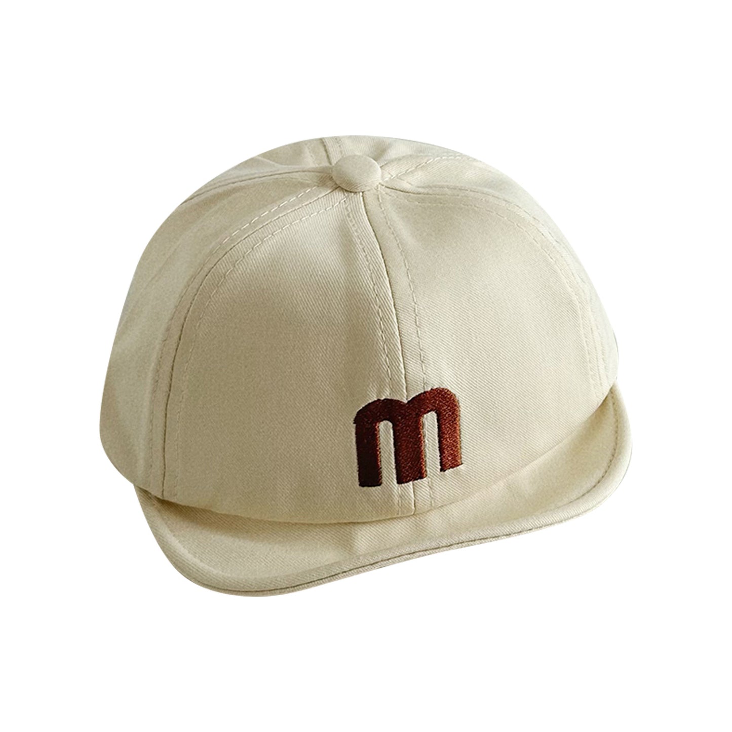 Soft and cute ~ Embroidered baby baseball cap with letter m for boys and girls in spring and summer, versatile soft brim children's sun protection hat