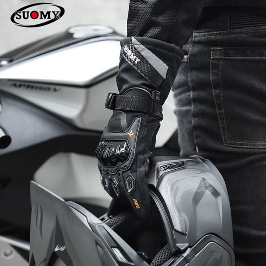 Motorcycle Riding Gloves Men's Winter Warm Waterproof Thickened Windproof And Fall-Proof Touch Screen Gloves