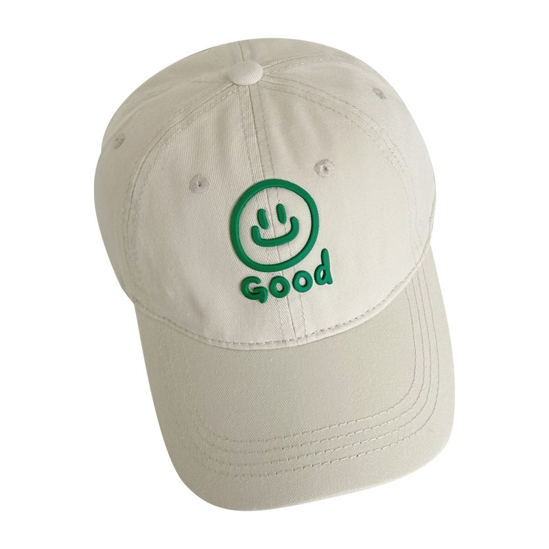 Children's baseball cap with letter smiley face, laminated autumn style, washable soft top peaked cap for boys and girls, baby hat