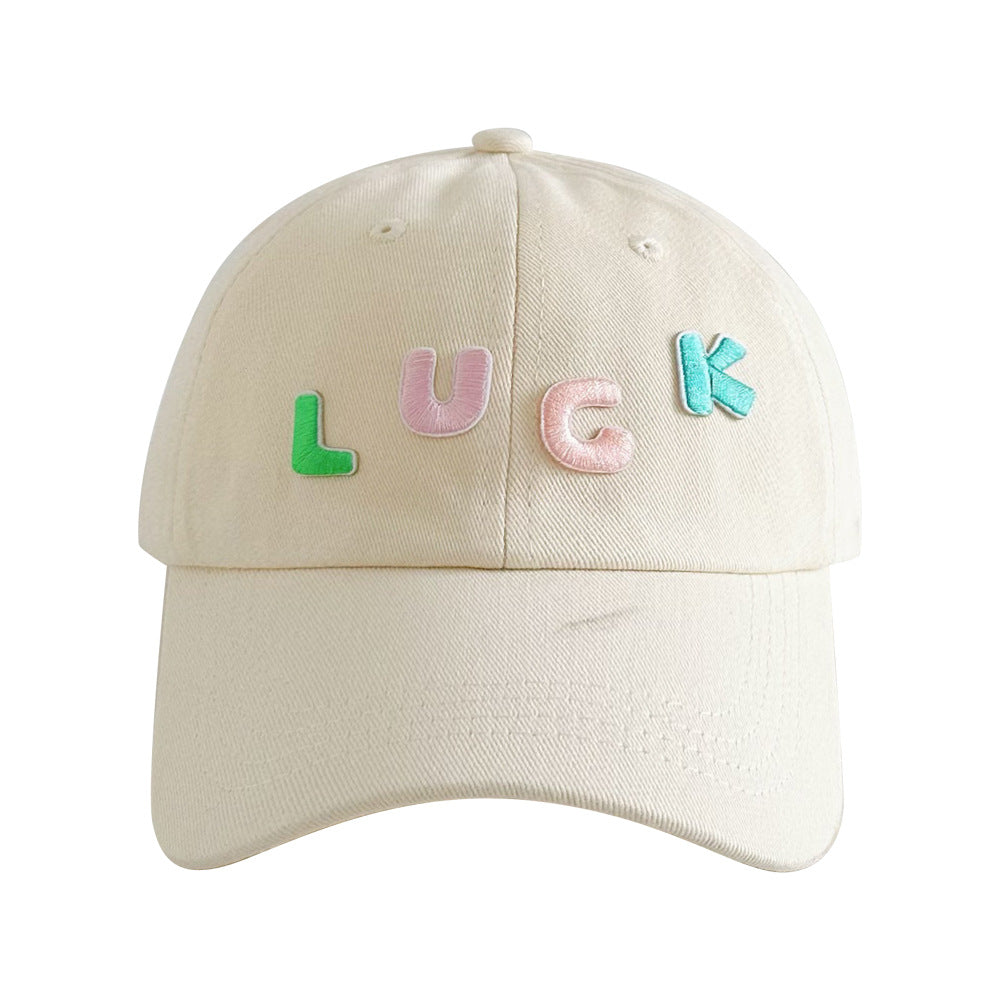 Candy color~Spring and summer trendy letter LUCK baseball caps for boys and girls, sunshade caps style sun protection hats