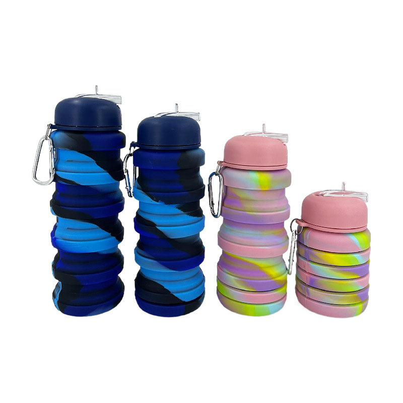 Silicone Folding Water Cup 500ml Camouflage Color Water Bottle Sports Telescopic Kettle