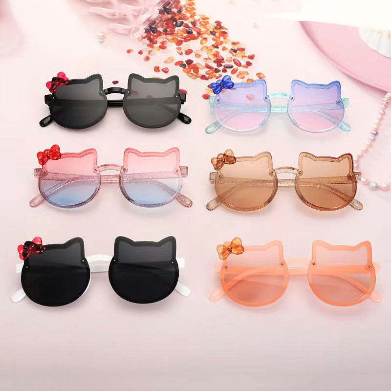 New two-ear bow cat glasses cute baby sunglasses trendy sunshade children's sunglasses