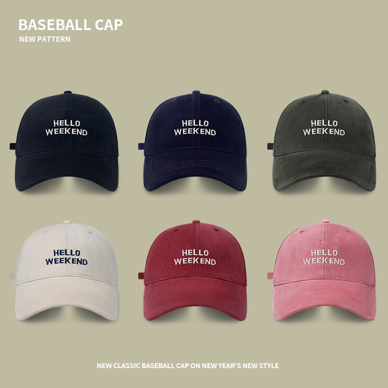 Peaked cap for women, all-match, small face, big head circumference, high-quality brushed baseball cap, wide brim, versatile for couples