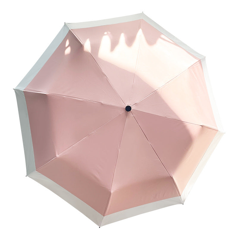 High-End Ins Style Folding Umbrella Women's Sun Umbrella Sun Protection Portable Vinyl Parasol Princess Style Sunny Or Rainy Dual-Use Umbrella