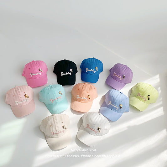 Summer children's soft top baseball cap candy color boys and girls small fresh and cute cartoon baby sun protection hat